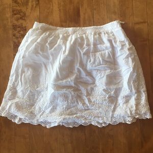 Embroidered White Mini Skirt